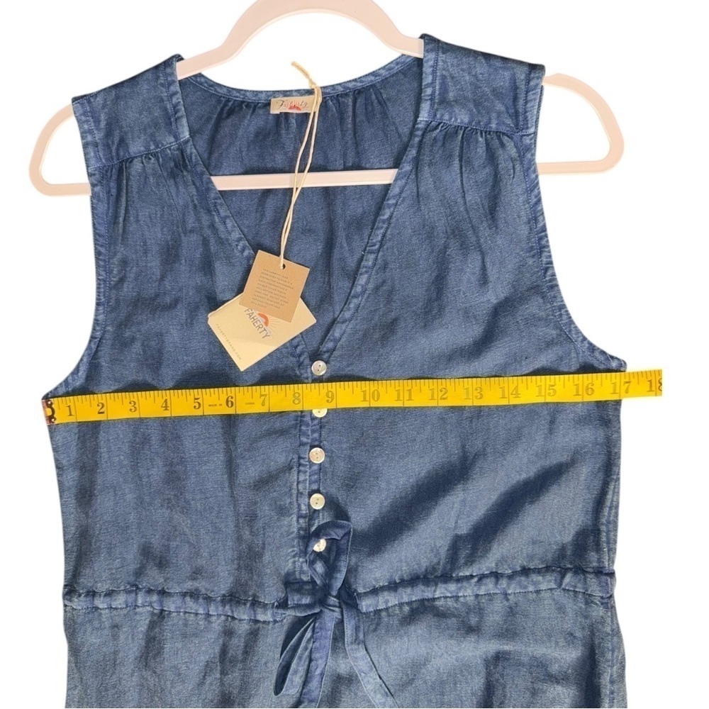 Faherty Ojai Linen Tencel Denim Midi Dress NWT Small Western Prairie Cottagecore - Picture 14 of 15